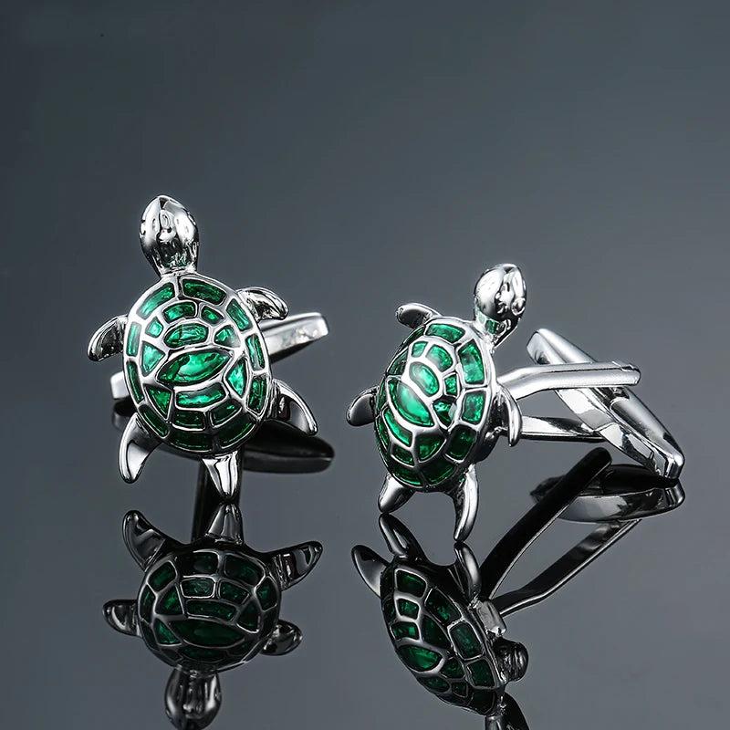 Funny Silvery Green Tortoise Cufflink Wedding Cufflinks