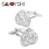 Silver Hollow Heart Pattern Cufflinks for French Shirt