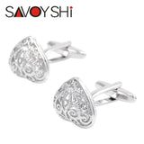 Silver Hollow Heart Pattern Cufflinks for French Shirt