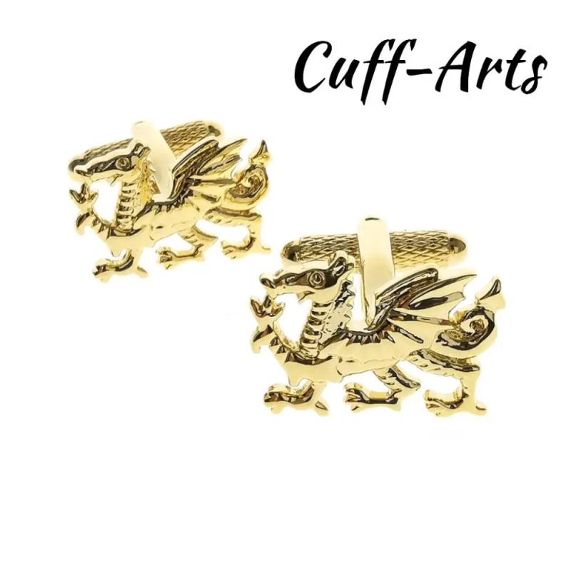 Golden Welsh Dragon Cufflinks for Men