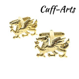 Golden Welsh Dragon Cufflinks for Men