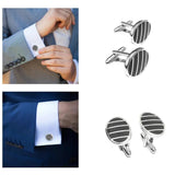 B36D Oval Cufflinks Striped Shirt Studs Business Formal Cuff Link