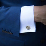 B36D Oval Cufflinks Striped Shirt Studs Business Formal Cuff Link