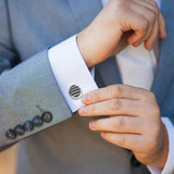 B36D Oval Cufflinks Striped Shirt Studs Business Formal Cuff Link
