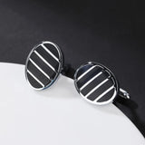 B36D Oval Cufflinks Striped Shirt Studs Business Formal Cuff Link