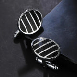 B36D Oval Cufflinks Striped Shirt Studs Business Formal Cuff Link