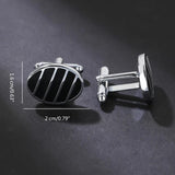 B36D Oval Cufflinks Striped Shirt Studs Business Formal Cuff Link