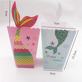 12Pcs Mermaid Tail Popcorn Box for Birthday Party Supplies