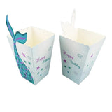 12Pcs Mermaid Tail Popcorn Box for Birthday Party Supplies