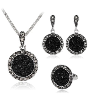 Multicolour Water Drop Crystal Pendant Necklace Earrings Set
