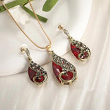 Multicolour Water Drop Crystal Pendant Necklace Earrings Set