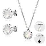 Roman Numeral Stainless Steel Earrings & Necklace Set