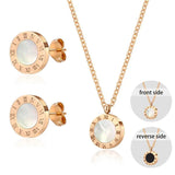 Roman Numeral Stainless Steel Earrings & Necklace Set