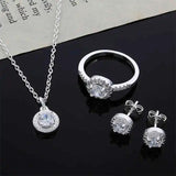925 Sterling Silver Christmas Jewelry Set with CZ Necklace Earrings Ring