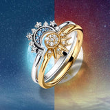 Moon & Sun Ring 925 Silver Jewelry Set for Women Wife Valentines's Gift