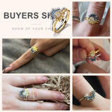 Moon & Sun Ring 925 Silver Jewelry Set for Women Wife Valentines's Gift