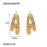 Uworld Two Layer Beads C Shape Small Zircon Earrings