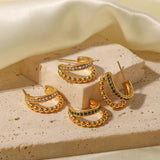Uworld Two Layer Beads C Shape Small Zircon Earrings