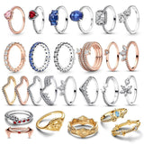 Pansy Angel Wings 925 Silver Rose Zircon Heart Style Women Ring