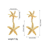 Stainless Steel Double Drop Starfish Earrings 18K PVD Plated