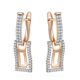 Silver Plated Zircon Dangle Earrings 585 Rose Square Fine Jewelry
