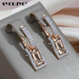Silver Plated Zircon Dangle Earrings 585 Rose Square Fine Jewelry
