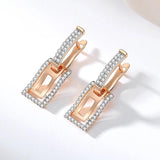 Silver Plated Zircon Dangle Earrings 585 Rose Square Fine Jewelry