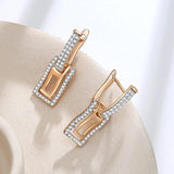 Silver Plated Zircon Dangle Earrings 585 Rose Square Fine Jewelry