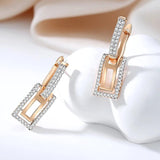 Silver Plated Zircon Dangle Earrings 585 Rose Square Fine Jewelry