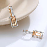 Silver Plated Zircon Dangle Earrings 585 Rose Square Fine Jewelry