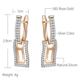 Silver Plated Zircon Dangle Earrings 585 Rose Square Fine Jewelry