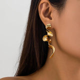 Vintage Metal Twisted Long Drop Earrings for Women Geometric Waves Jewelry
