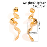 Vintage Metal Twisted Long Drop Earrings for Women Geometric Waves Jewelry