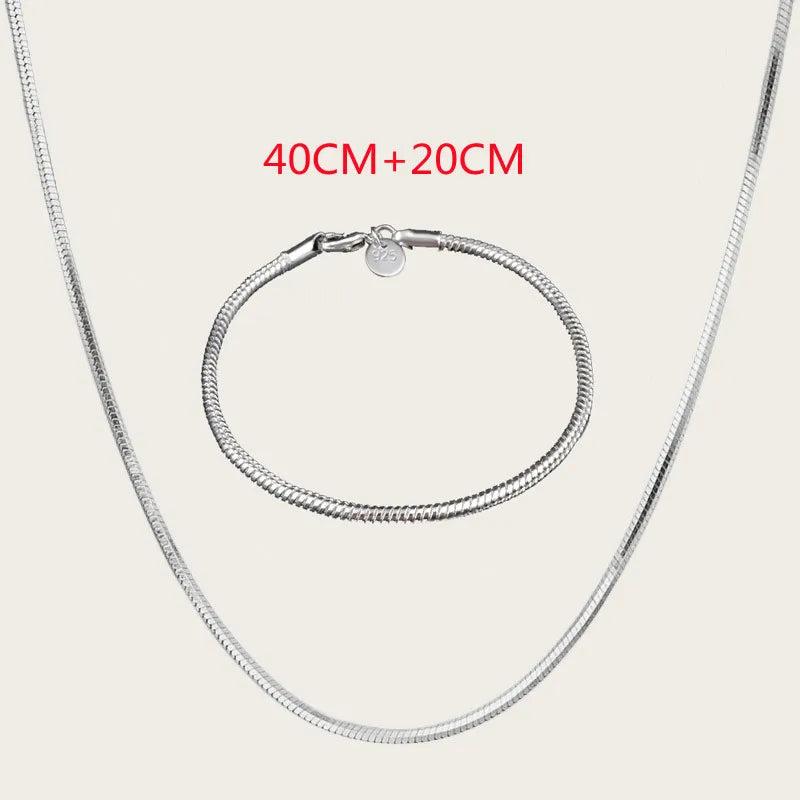 925 Sterling Silver Set: Necklace Bracelet Chain Clasps