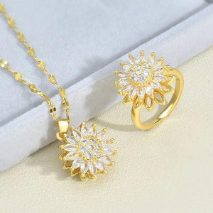 Sunflower Choker Necklace Stainless Steel Jewelry