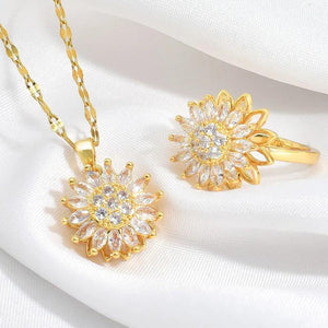Sunflower Choker Necklace Stainless Steel Jewelry