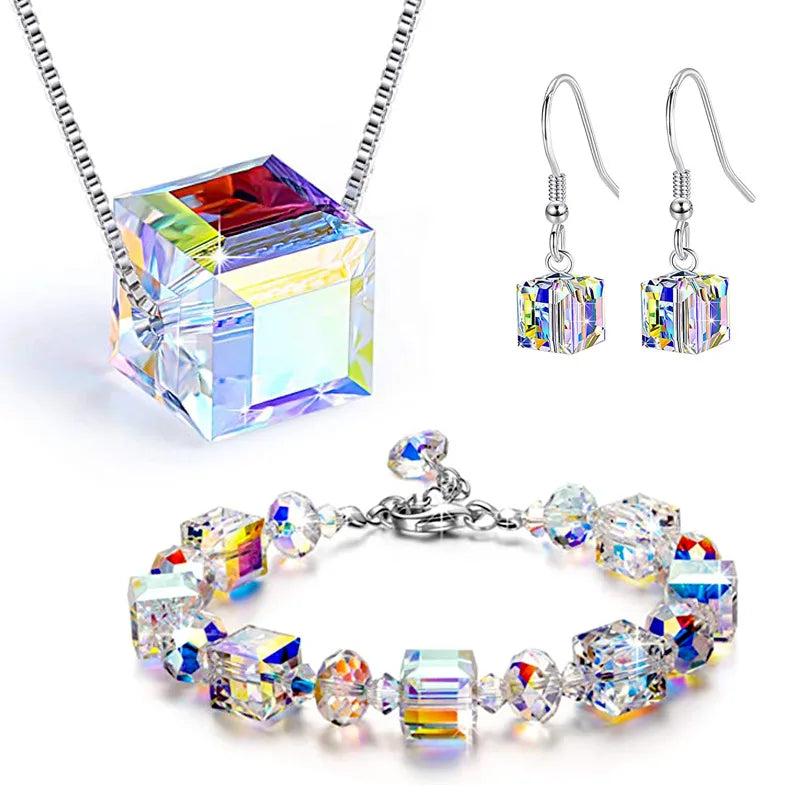 Austrian Sugar Cube Crystal 8mm Jewelry Set