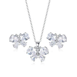 Butterfly Pendant Necklace Earrings Set Green Stainless Steel Jewelry