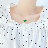 Butterfly Pendant Necklace Earrings Set Green Stainless Steel Jewelry