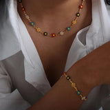 Stainless Steel Flower Necklace Bracelet Set