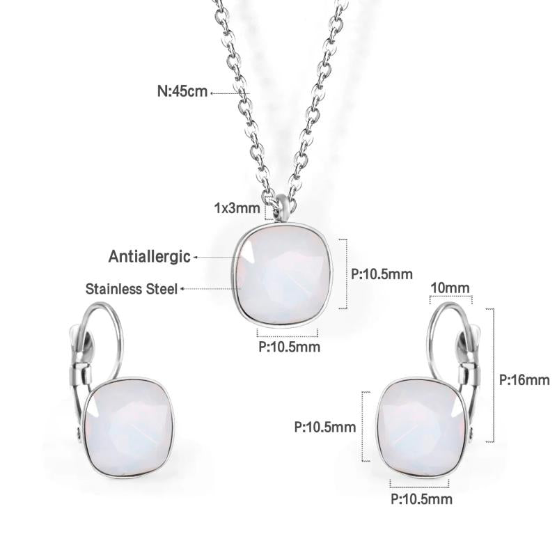 Colorful Crystal Stainless Steel Necklace Set for Women