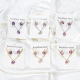 Colorful Crystal Stainless Steel Necklace Set for Women