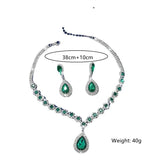 Red Green Crystal Necklace Earrings Water Drop Wedding Jewelry Sets