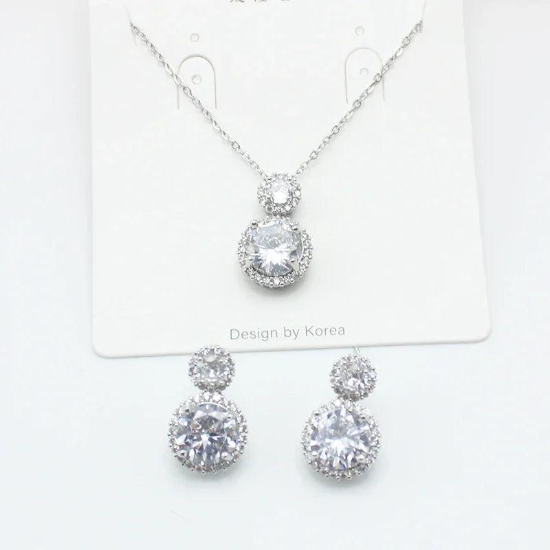 Gourd Zircon Pendant Necklace Earring Set Steel Chain Jewelry Women