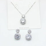 Gourd Zircon Pendant Necklace Earring Set Steel Chain Jewelry Women