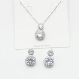 Gourd Zircon Pendant Necklace Earring Set Steel Chain Jewelry Women
