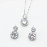 Gourd Zircon Pendant Necklace Earring Set Steel Chain Jewelry Women