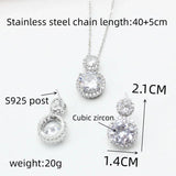 Gourd Zircon Pendant Necklace Earring Set Steel Chain Jewelry Women
