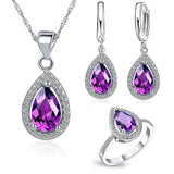 Purple Cubic Zirconia CZ Silver Jewelry Set