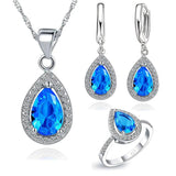 Purple Cubic Zirconia CZ Silver Jewelry Set